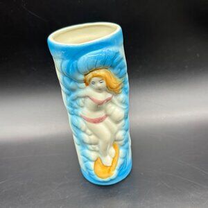 Vintage Tiki Mug Red Head Surfer Girl Bikini Dolphin Hawaiian Orchids Of Hawaii